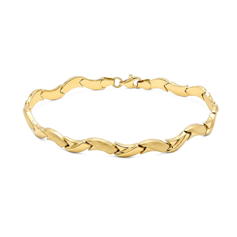 Bransoletka złota stampato z listkami satynowanymi, próba 585