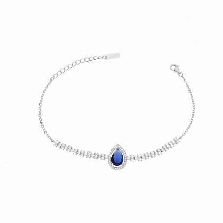 Bransoleta srebrna Markiza łezka szafirowa