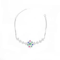 Bransoleta srebrna z kolorowymi cyrkonimi o szlifie bagieta