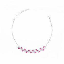 Bransoleta srebrna z cyrkoniami białymi i w kolorze fuksji