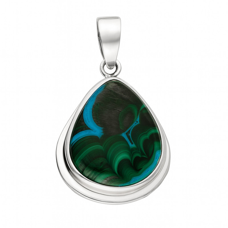 Wisiorek srebrny malachit-chryzokola Afryka