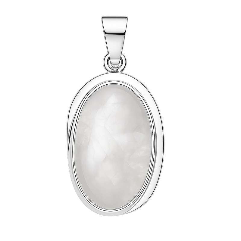 Zawieszka srebrna owalna z kamieniem księżycowym z Madagaskaru