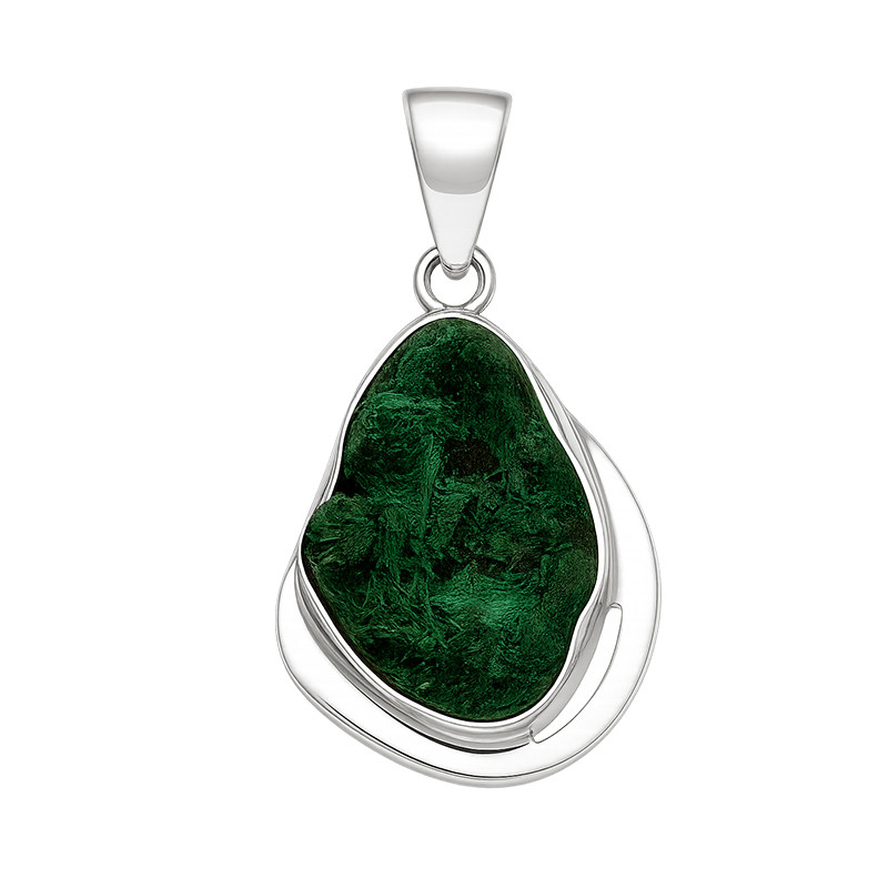 Wisiorek srebrny z malachitem z Kongo