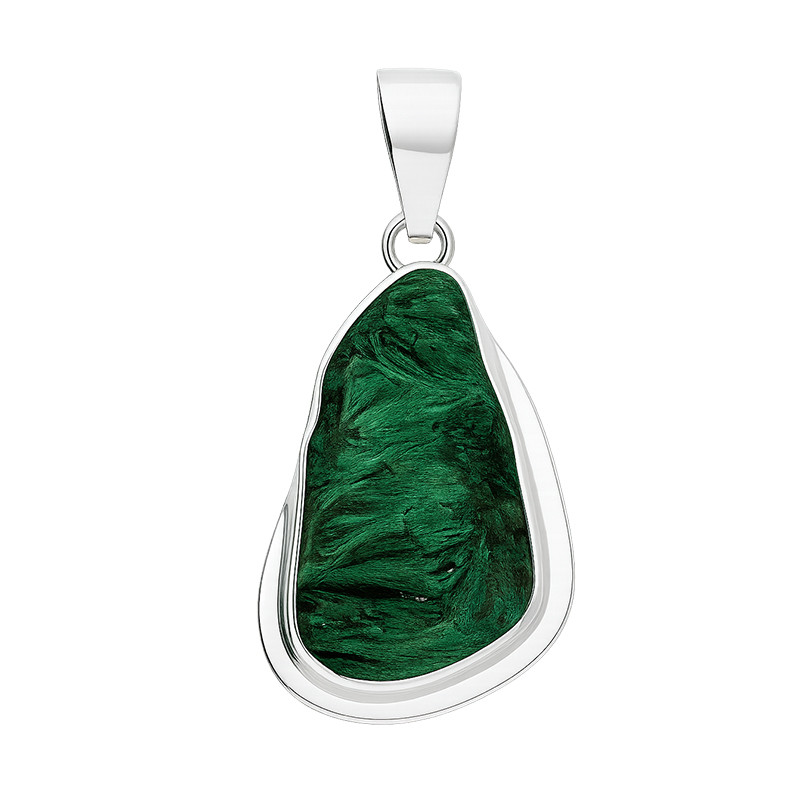 Wisiorek srebrny z malachitem z Kongo