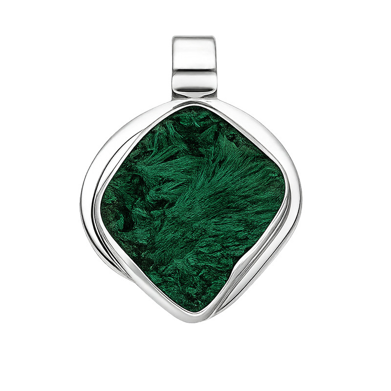 Wisiorek srebrny z malachitem z Kongo