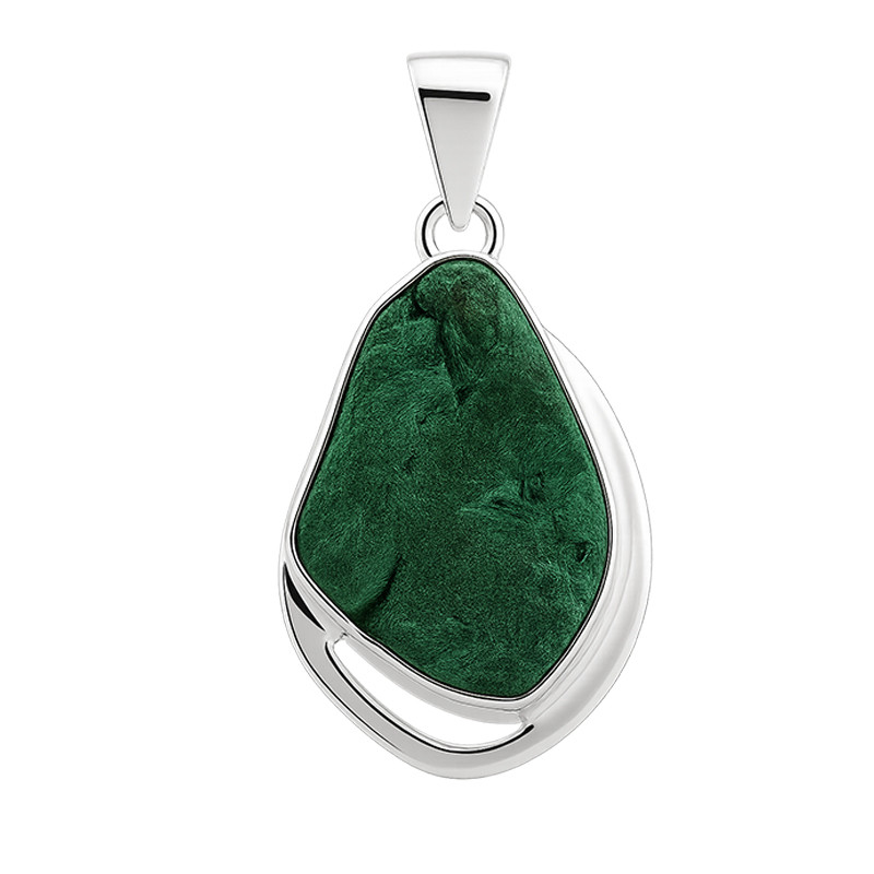 Wisiorek srebrny z malachitem z Kongo