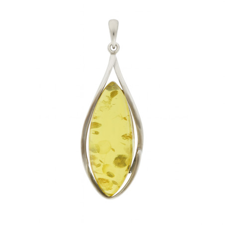Zawieszka srebrna z bursztynem żółtym w gładkiej oprawie