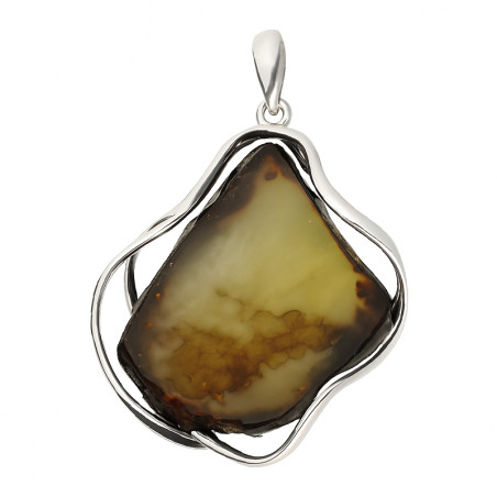 Srebrna Zawieszka z Bursztynem Bałtyckim z Mgłą - JubilerSezam.pl