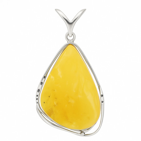 Srebrna Zawieszka z Bursztynem Mlecznym Łezka - JubilerSezam.pl