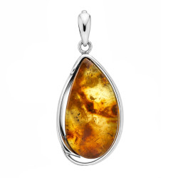 Wisior srebrny 925 z bursztynem koniakowym kropla
