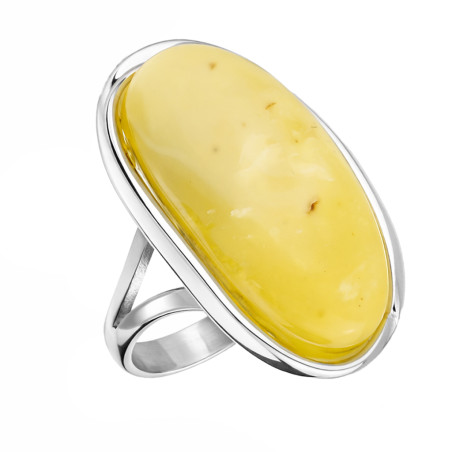 Pierścionek srebrny 925 z bursztynem mlecznym