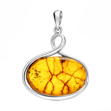 Wisior srebrny 925 z bursztynem miodowym owal