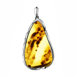 Wisiorek srebrny próba 925 z bursztynem miodowym