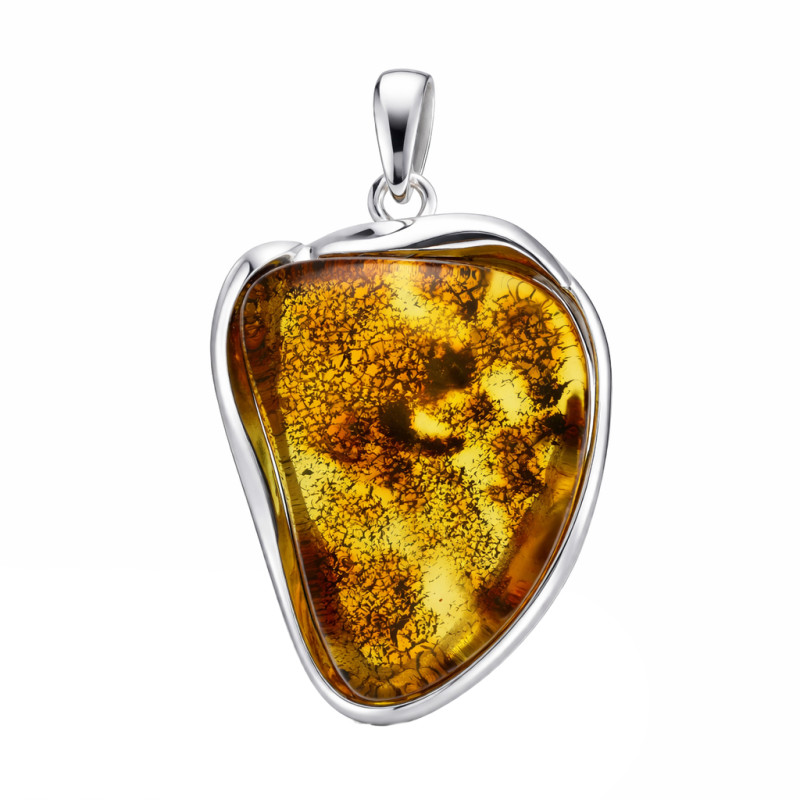 Wisior z bursztynem miodowym w oprawie ze srebra 925