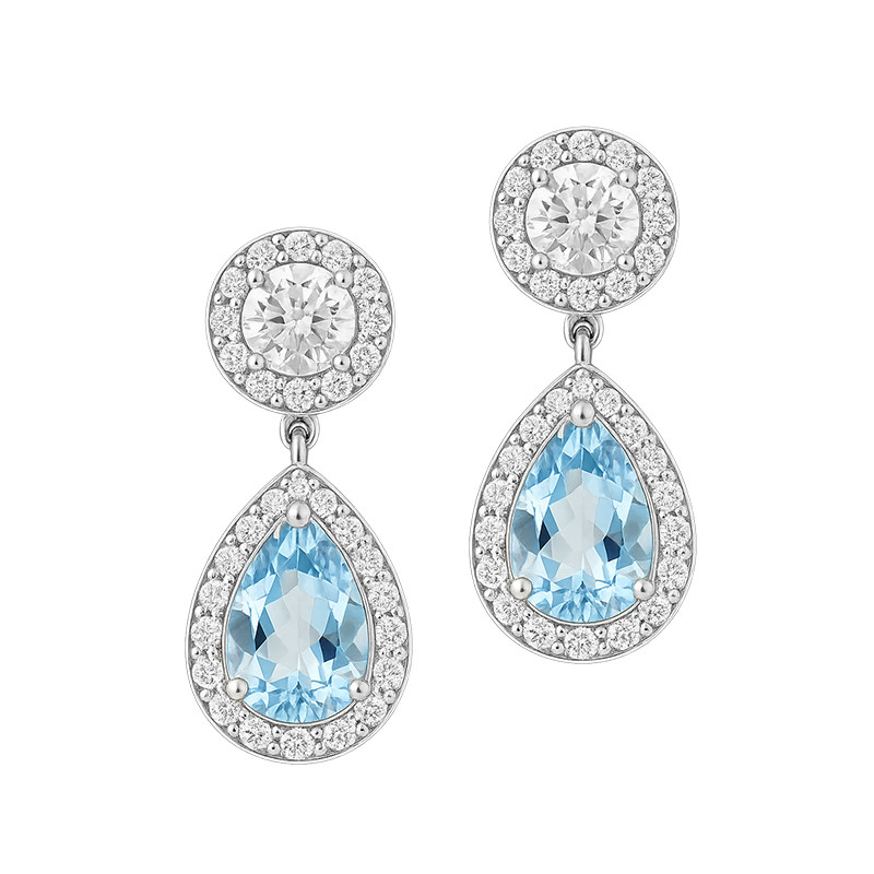 Kolczyki srebrne wiszące łezki z topazem sky