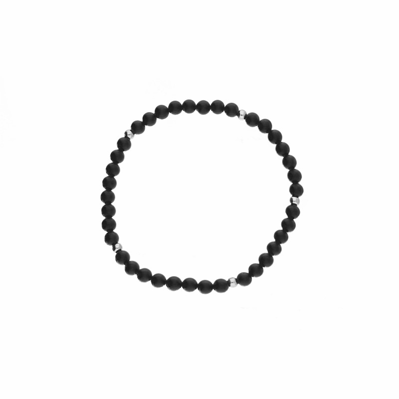 Bransoleta z kulkami z czarnego agatu