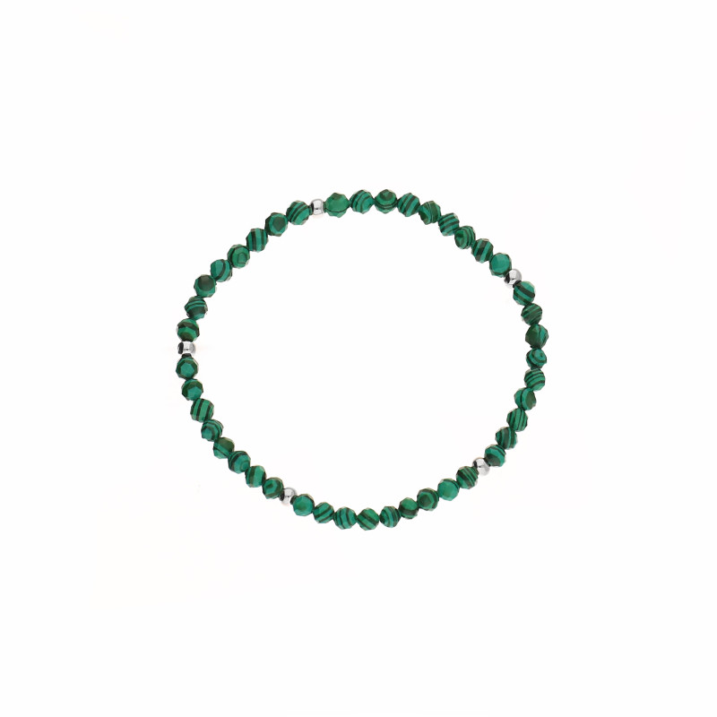Bransoletka srebrna z naturalnymi Malachitami