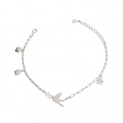 Srebrna Bransoletka Jaskółka i Kwiaty - JubilerSezam.pl