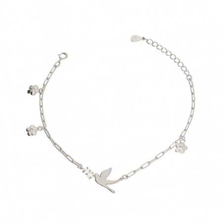 Srebrna Bransoletka Jaskółka i Kwiaty - JubilerSezam.pl