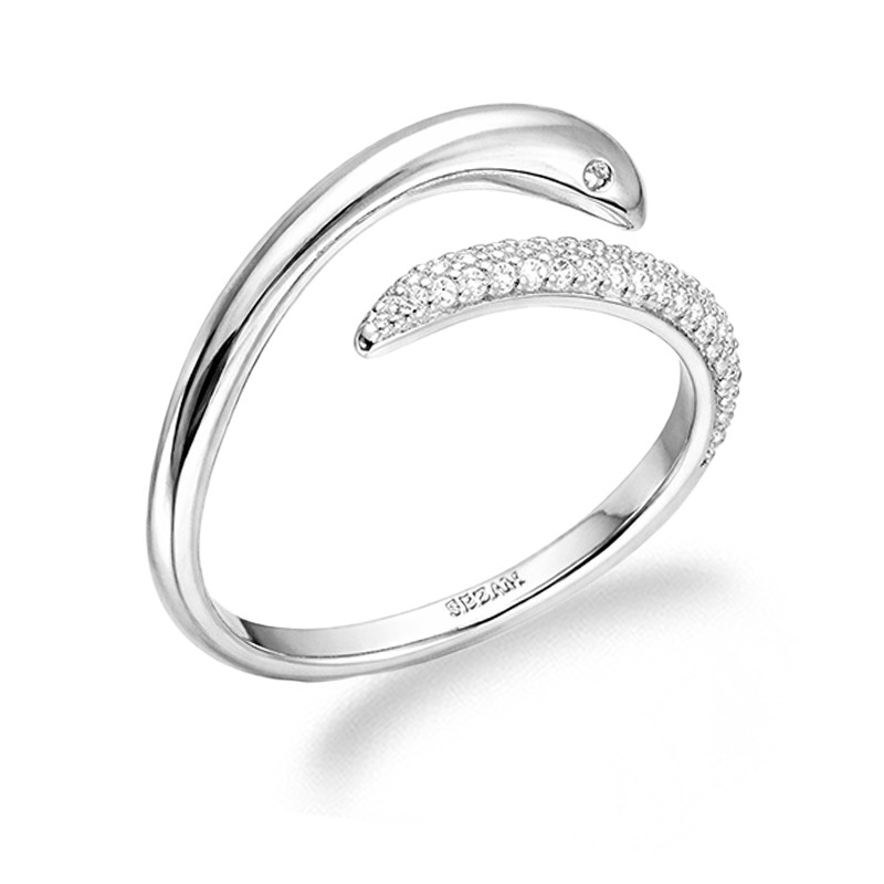 Srebrny Pierścionek Wąż z Cyrkoniami - Symbolika i Elegancja - JubilerSezam.pl