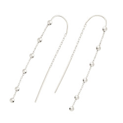 Kolczyki srebrne przeciągane z kulkami disco na rolo