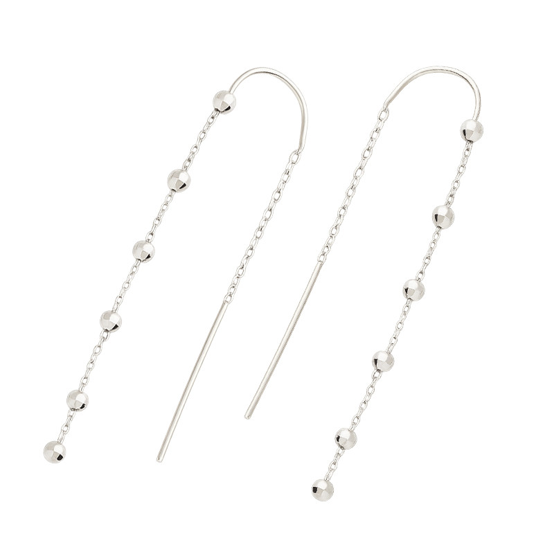 Kolczyki srebrne przeciągane z kulkami disco na rolo