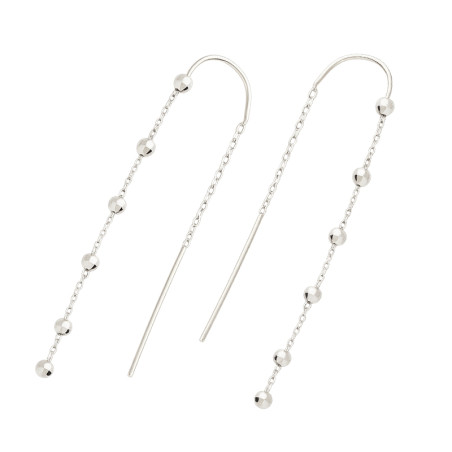 Kolczyki srebrne przeciągane z kulkami disco na rolo