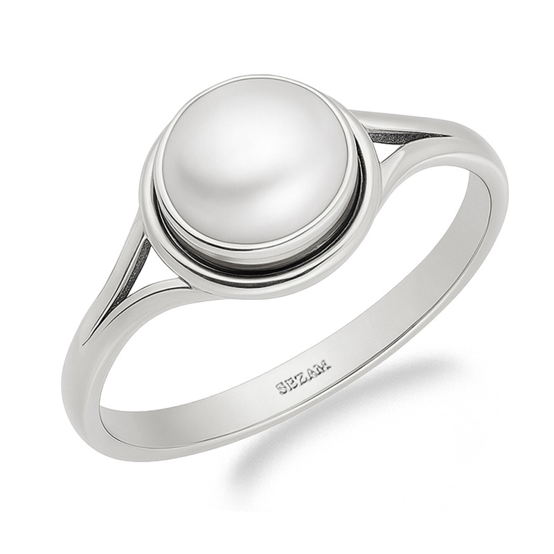 Pierścionek srebrny z naturalną perłą 8 mm