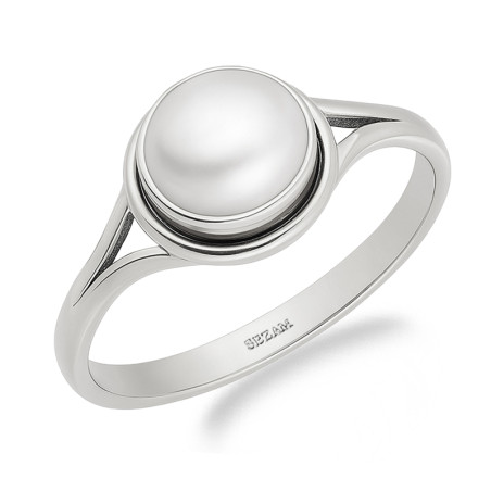 Pierścionek srebrny z naturalną perłą 8 mm