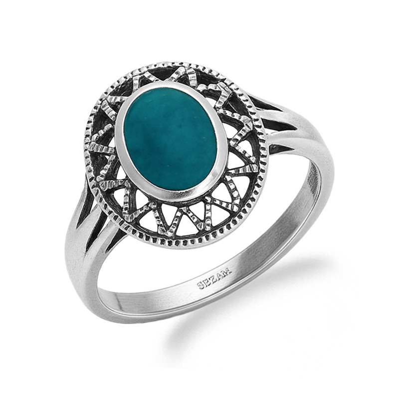 Pierścionek srebrny 925 z naturalnym turkusem