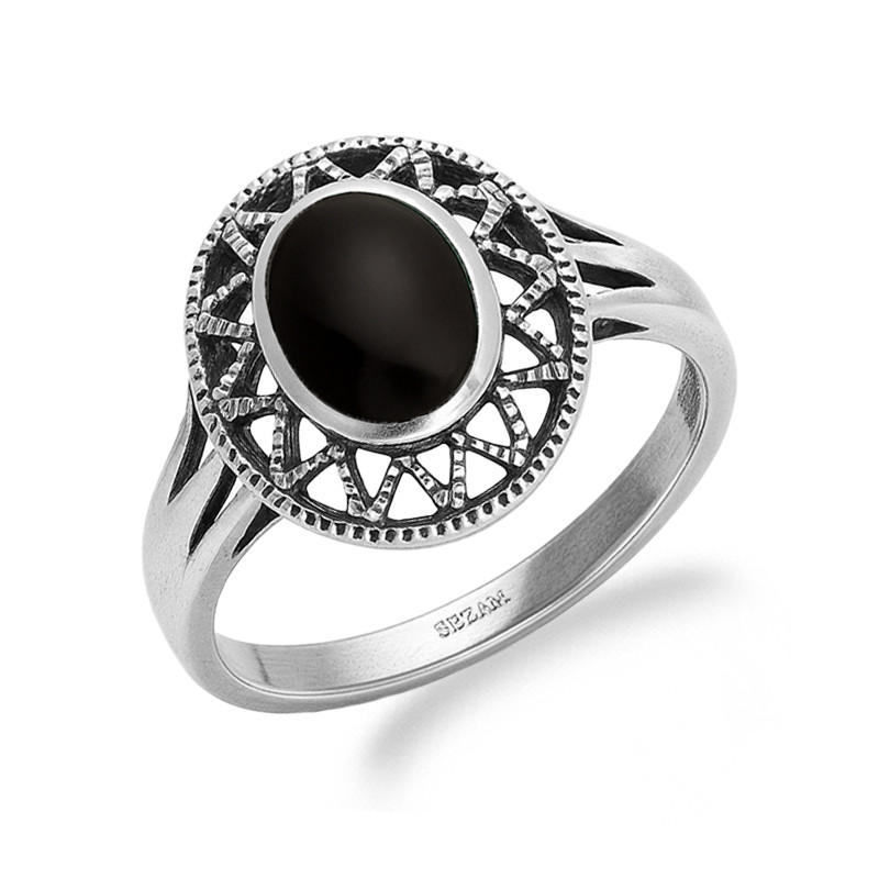 Pierścionek srebrny 925 z onyksem