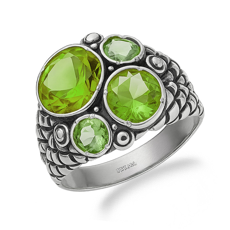 Pierścionek oksydowany z zultanitem jubilerskim srebro 925