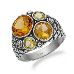 Pierścionek oksydowany z zultanitem jubilerskim srebro 925