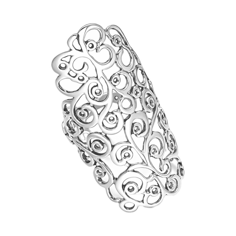 Pierścionek szeroka blaszka ornament ażur srebro 925