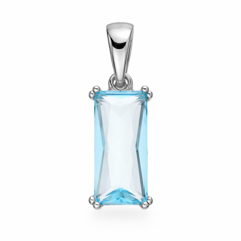 Komplet biżuterii srebrnej kolczyki i wisiorek z topazem laboratoryjnym