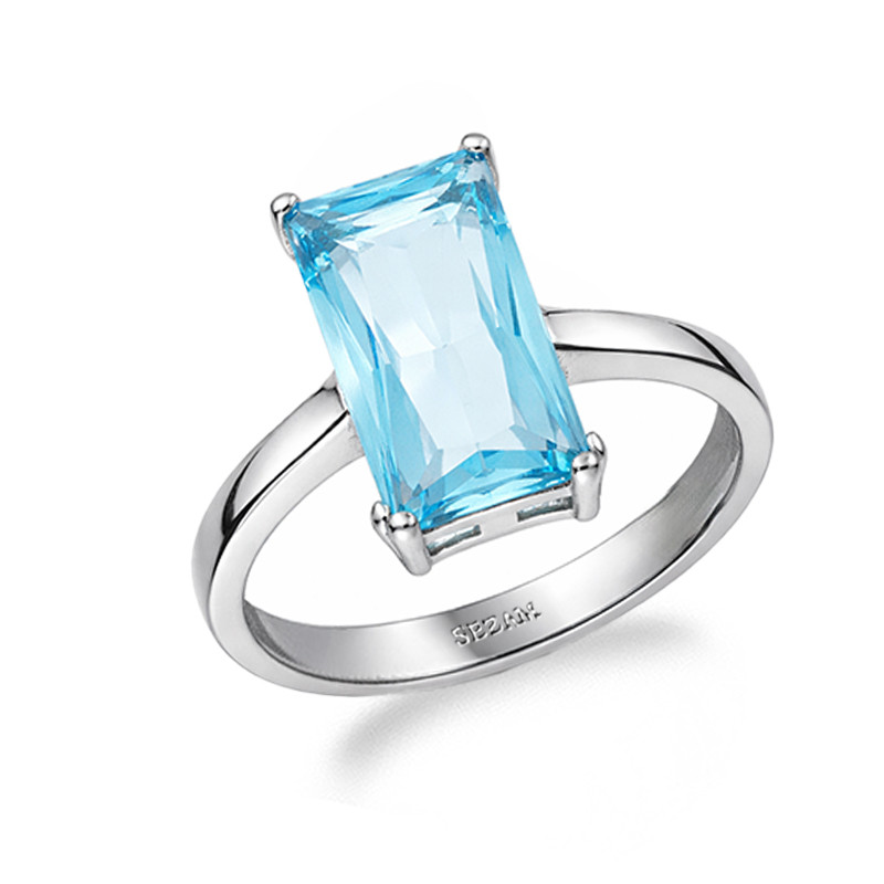 Pierścionek srebrny 925 z topazem laboratoryjnym