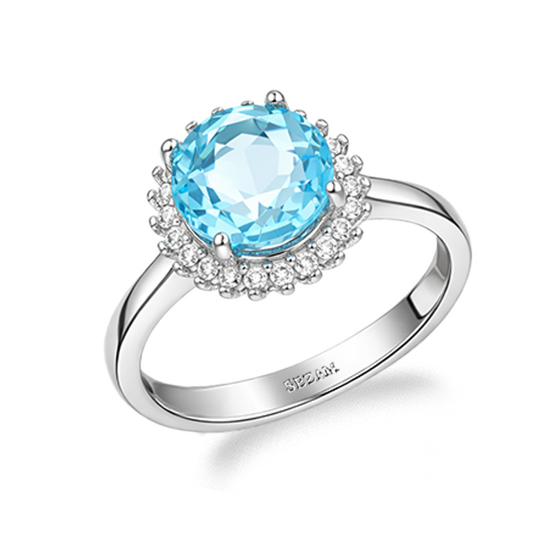 Pierścionek srebrny 925 okrągła markiza z cyrkonią barwy topazu