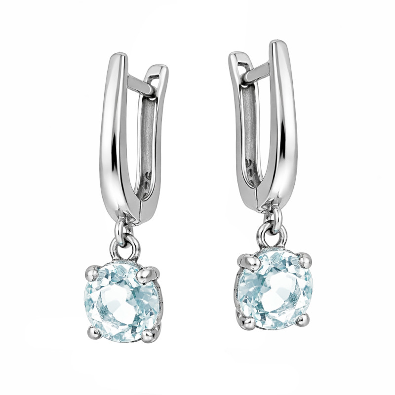 Komplet biżuterii kolczyki i wisiorek w srebrze 925 z topazem laboratoryjnym