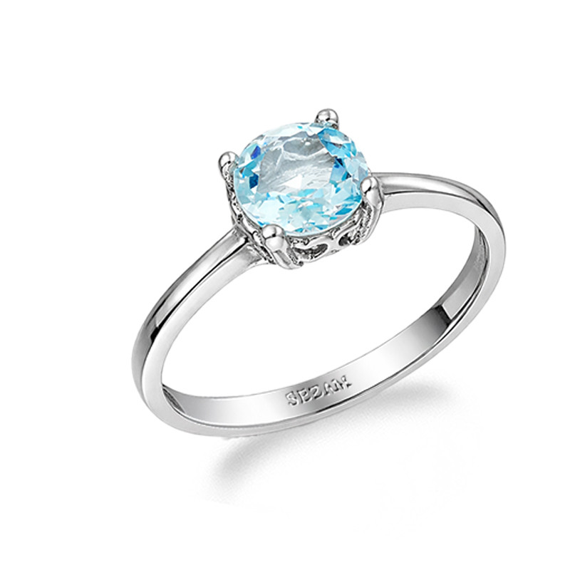 Pierścionek srebrny z topazem laboratoryjnym próba 925