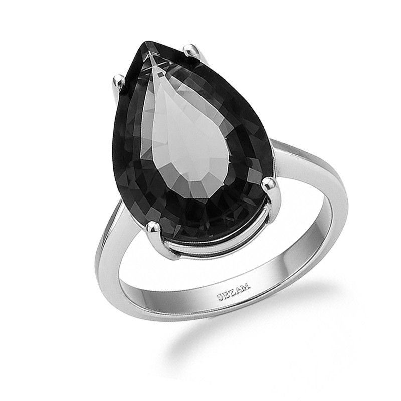 Pierścionek NK Kwarc Dymny kropla 4ł NS 4734 Kwrc Dymny Ag 925