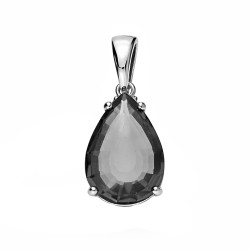 Komplet srebrny kolczyki i wisiorek z kwarcem dymnym szlif gruszka