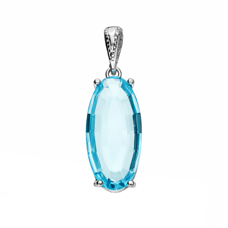 Komplet biżuterii kolczyki i wisiorek z topazem laboratoryjnym srebro 925