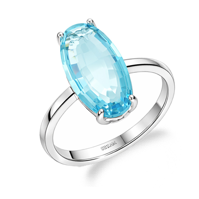 Pierścionek srebrny 925 z topazem laboratoryjnym