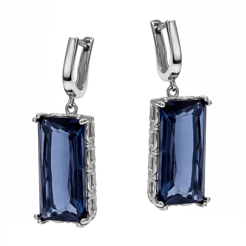 Komplet biżuterii srebrnej 925 z topazem laboratoryjnym blue London