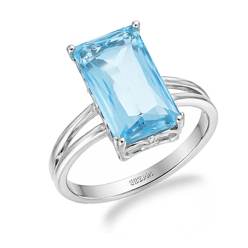 Pierścionek srebrny 925 z topazem laboratoryjnym