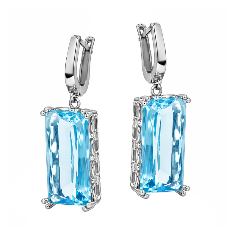 Komplet biżuterii srebrnej 925 kolczyki i wisiorek topazem laboratoryjnym