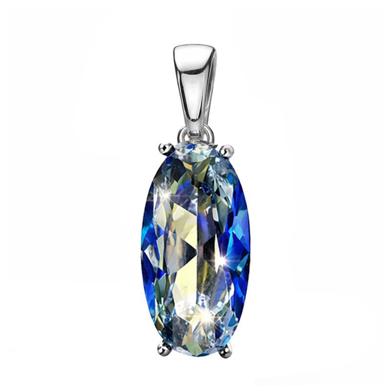 Komplet biżuterii kolczyki i wisiorek z kwarcem jubilerskim w kolorze mystic