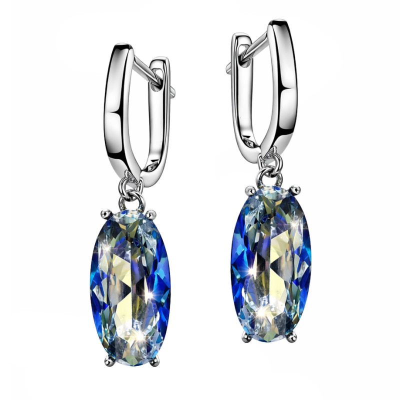 Komplet biżuterii kolczyki i wisiorek z kwarcem jubilerskim w kolorze mystic