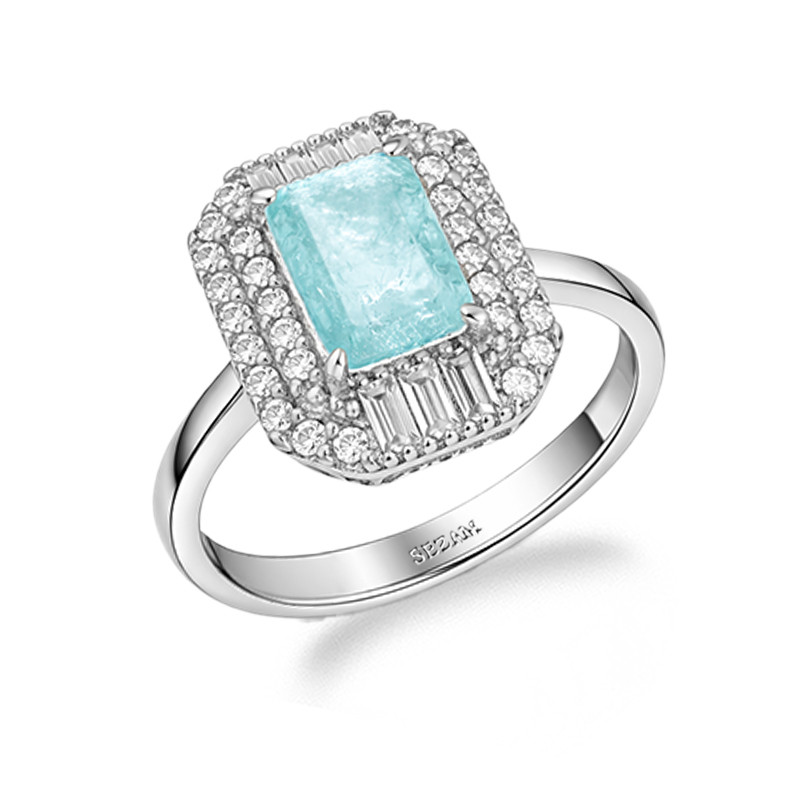 Pierścionek srebrny 925 markiza cyrkonie białe i błękitne