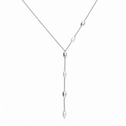 Naszyjnik srebrny z perełkami jubilerskimi w kształcie ryżu, próba 925